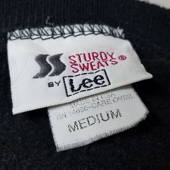 VINTAGE Lee Hand Made Floral Applique Gold Metallic Side Slit Sweatshirt Medium - Picture 13 of 14